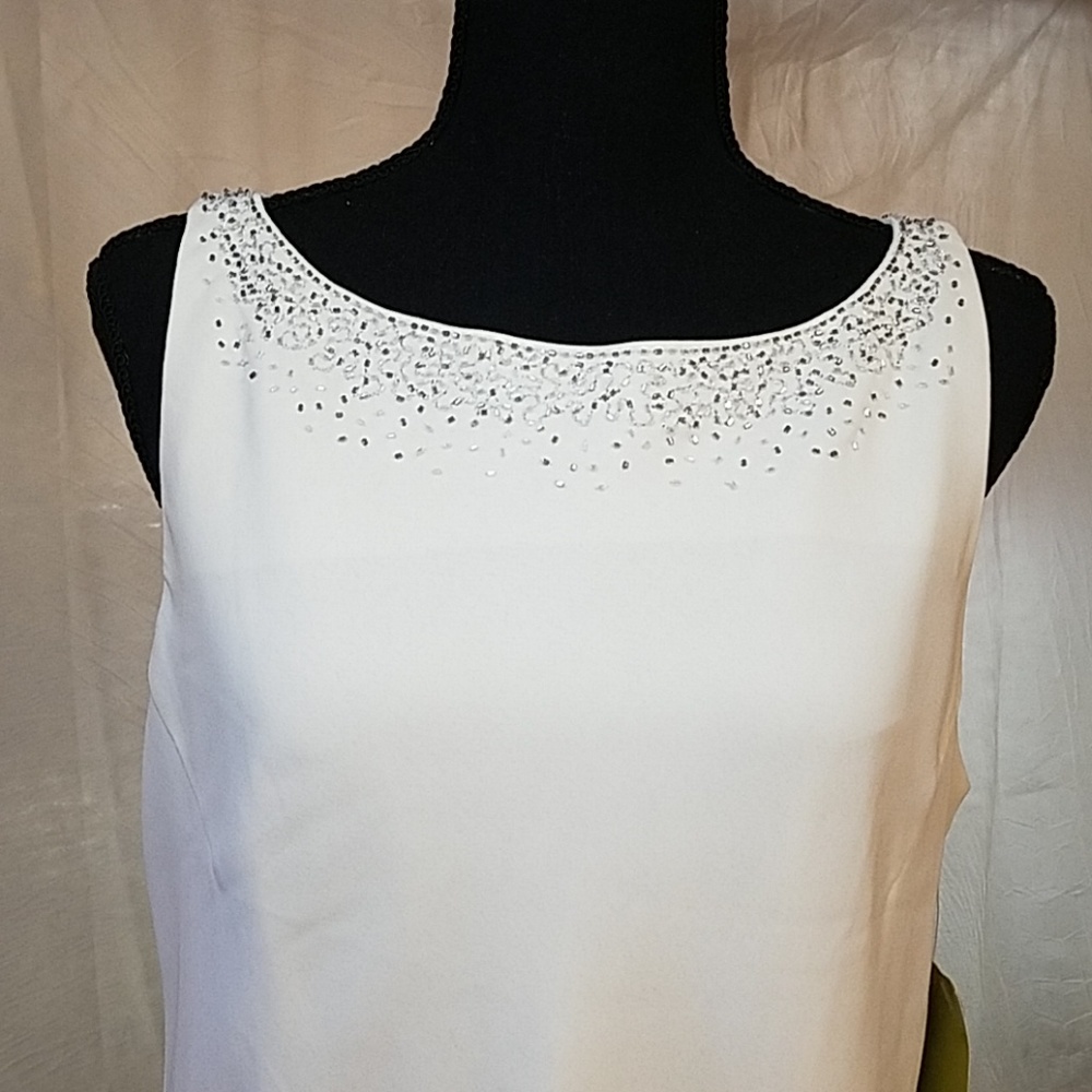 Creme colored beaded cocktail dress - Picture 2 of 11